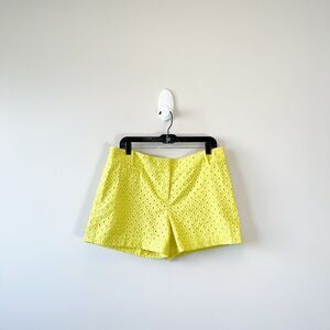 Ann Taylor Loft Riviera Eyelet Shorts Yellow 100% Cotton Resort Women’s Size 10